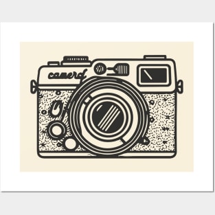 Line art of a vintage camera Posters and Art